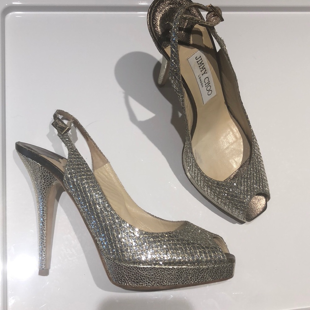 Jimmy Choo Nova Glitter Slingback Heels